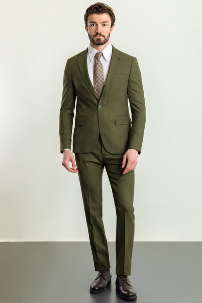 Brabion Elio Khaki Slim Fit Notch Lapel 2 Piece Suit