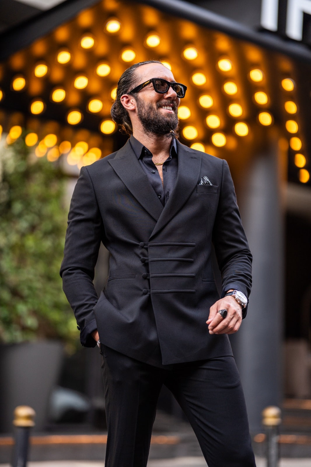 Black double breasted store suit