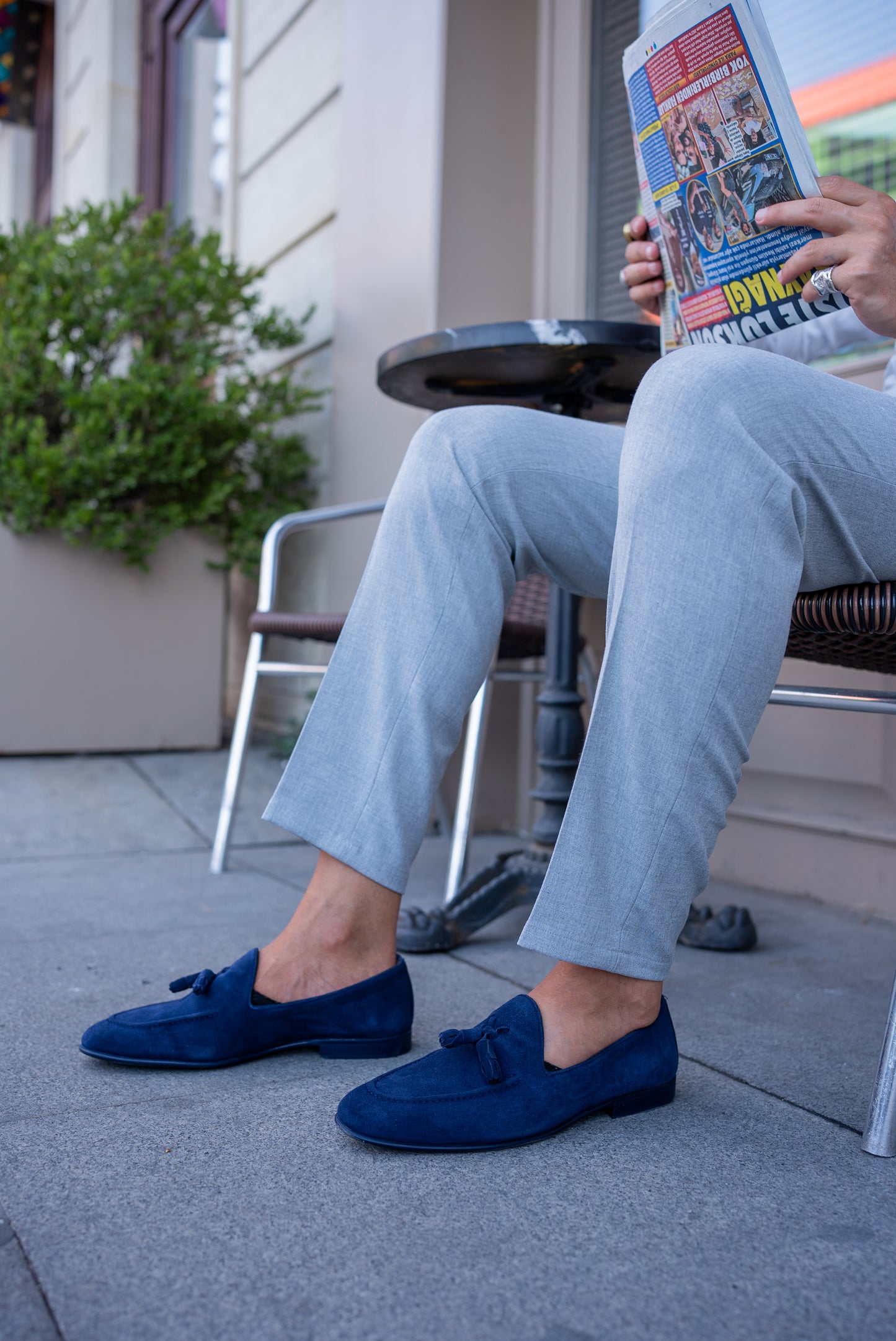 Brabion Bravo Navy Blue Suede Loafers