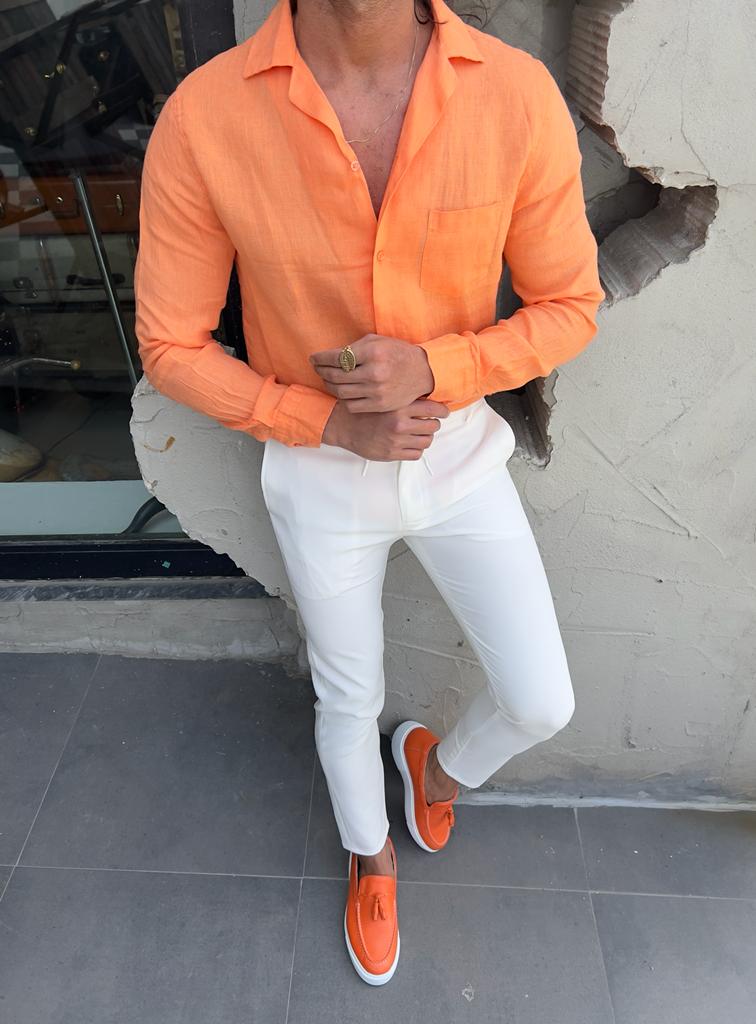 Brabion Evo Orange Slim Fit Cotton Shirt