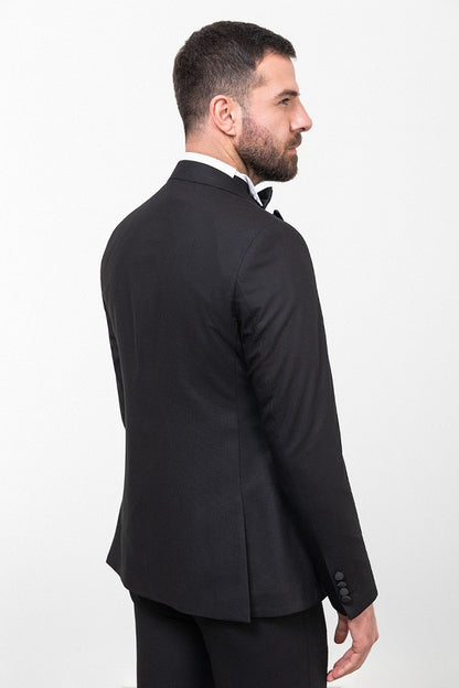 Brabion Rocco Black Slim Fit Peak Velvet Lapel Tuxedo