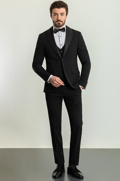 Brabion Rocco Black Slim Fit Shawl Lapel Tuxedo