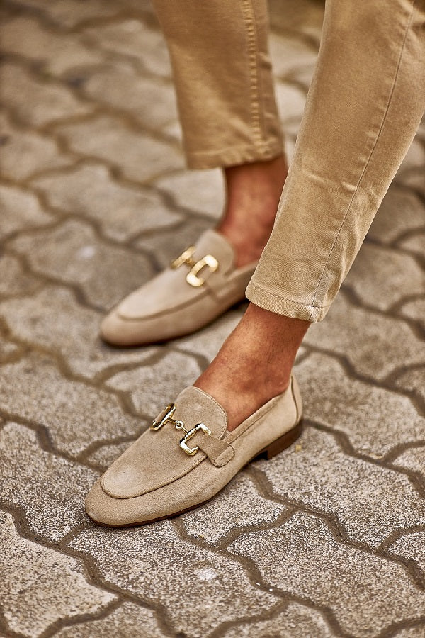 Brabion Levanzo Beige Suede Horsebit Loafers