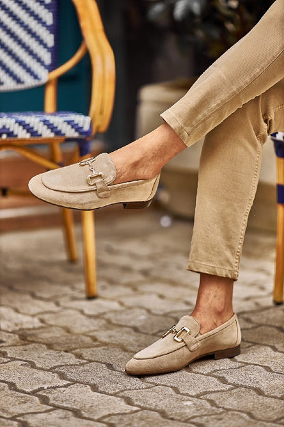 Brabion Levanzo Beige Suede Horsebit Loafers