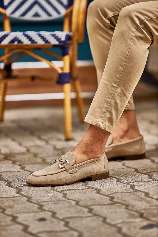 Brabion Levanzo Beige Suede Horsebit Loafers