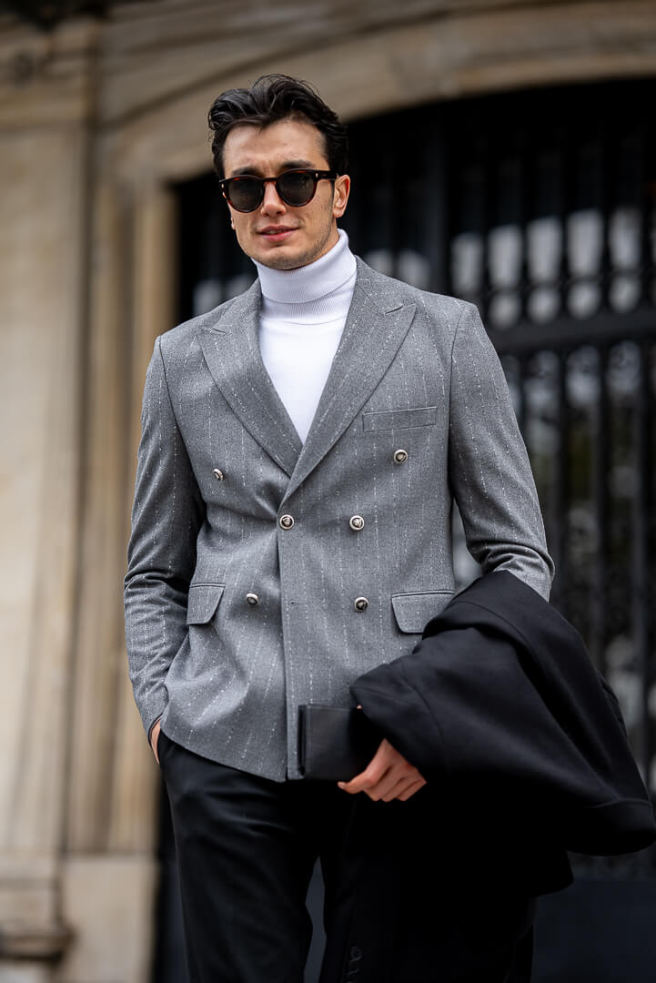 Brabion Gray Double-Breasted Jacket