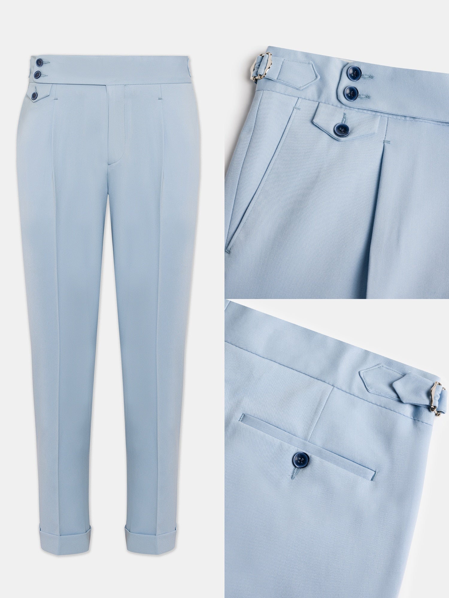 London Sky-Blue High Waist Slim-Fit Pants VIOSSI