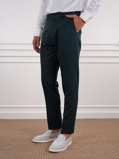 Green Slim Fit High Waist Trousers