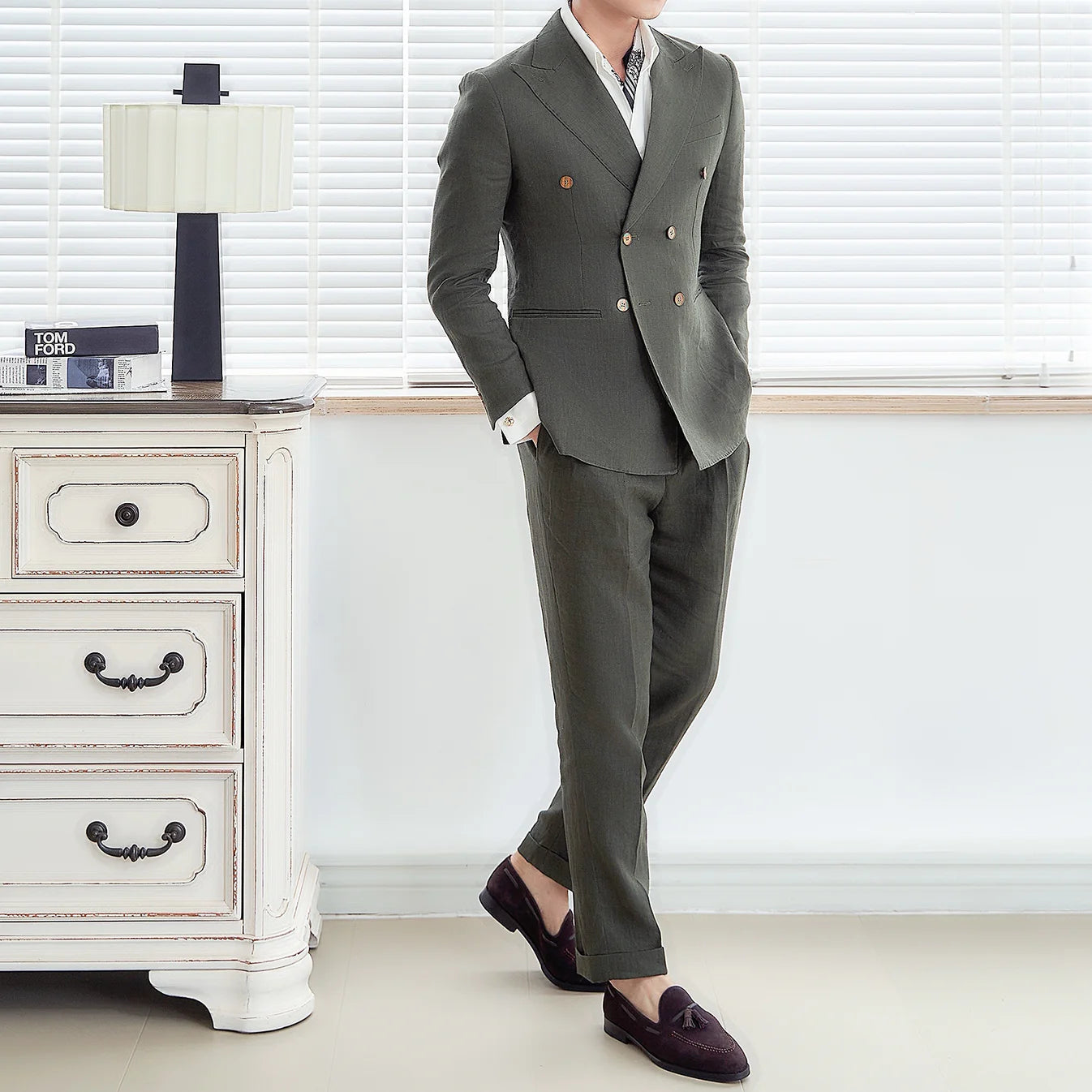 Men’s Havana Olive Linen Blazer