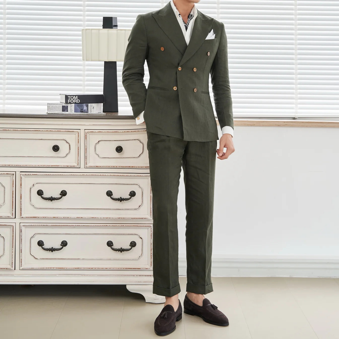 Men’s Havana Olive Linen Blazer