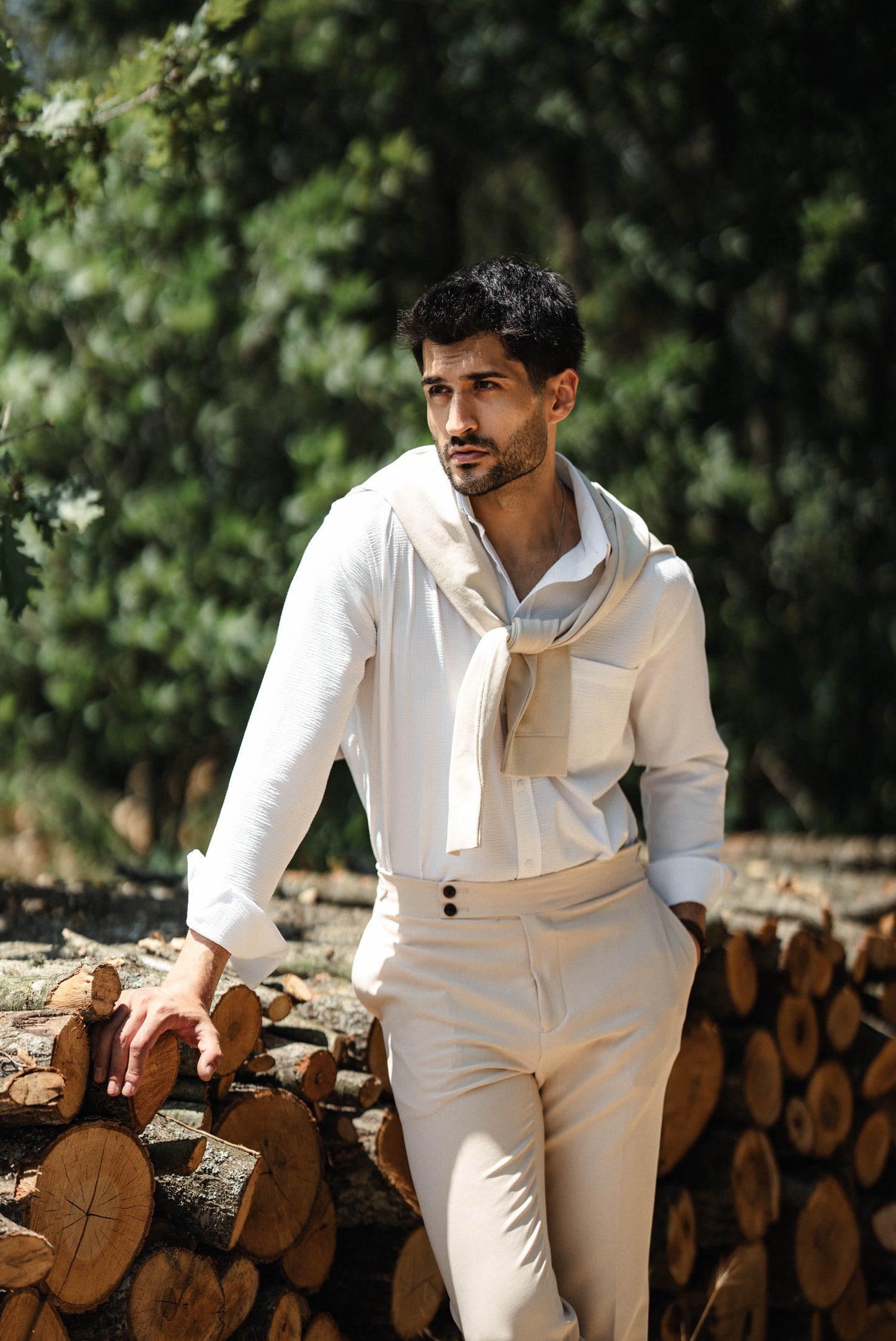 Brabion Santorini Beige Linen Shirt