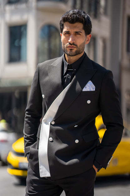 St. Tropez Black Slim Fit Double-Breasted Suit