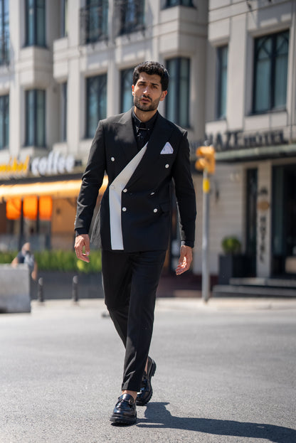 St. Tropez Black Slim Fit Double-Breasted Suit