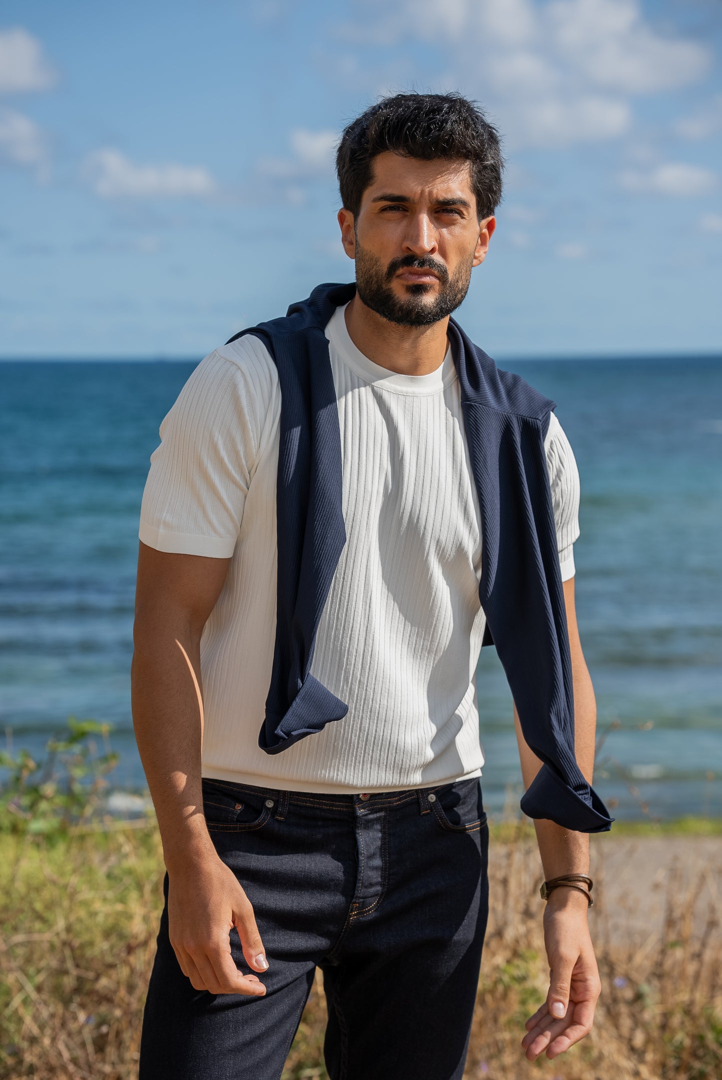 Capri White Knitted Men's T-Shirt