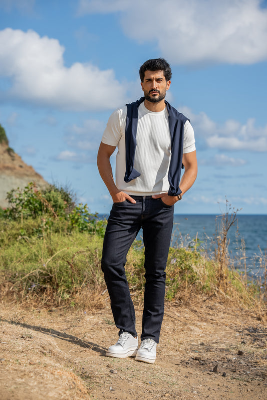 Capri White Knitted Men's T-Shirt