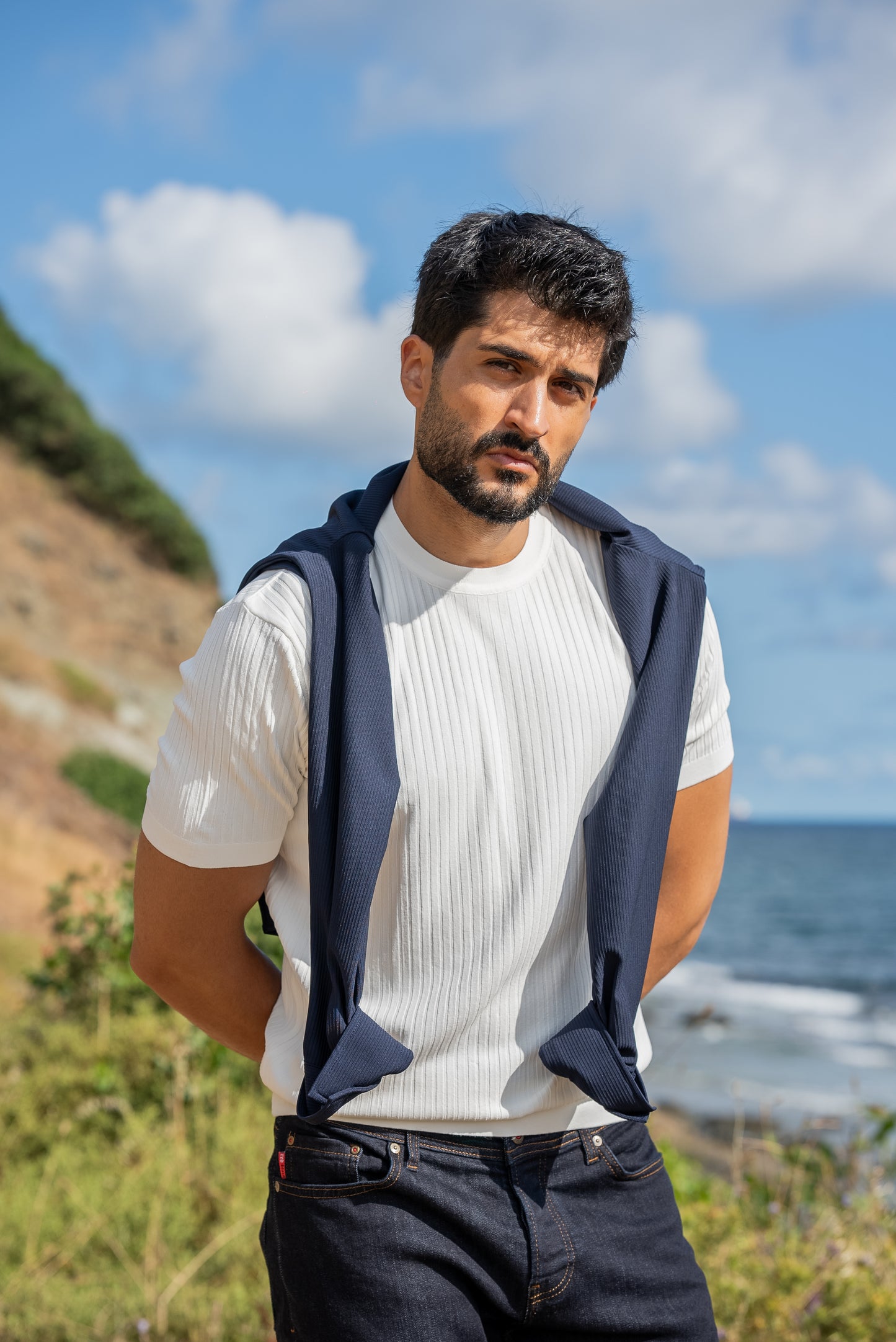 Capri White Knitted Men's T-Shirt