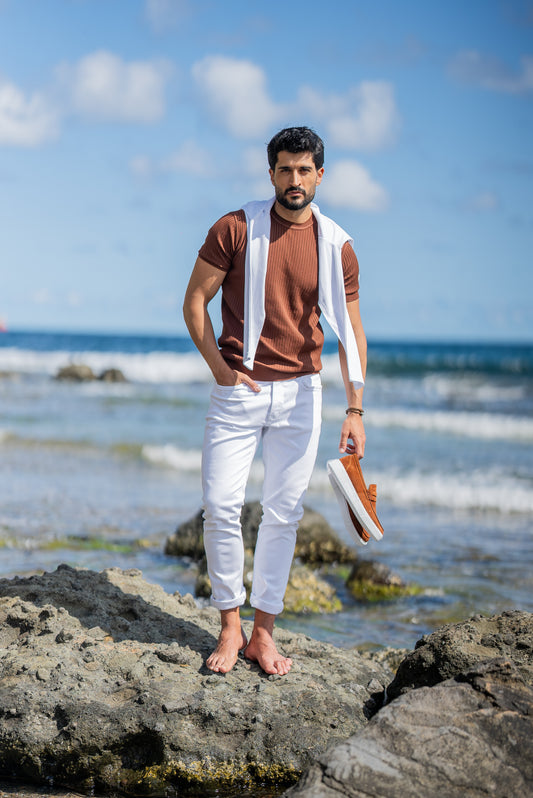Santorini Tile Knitted Men's T-Shirt