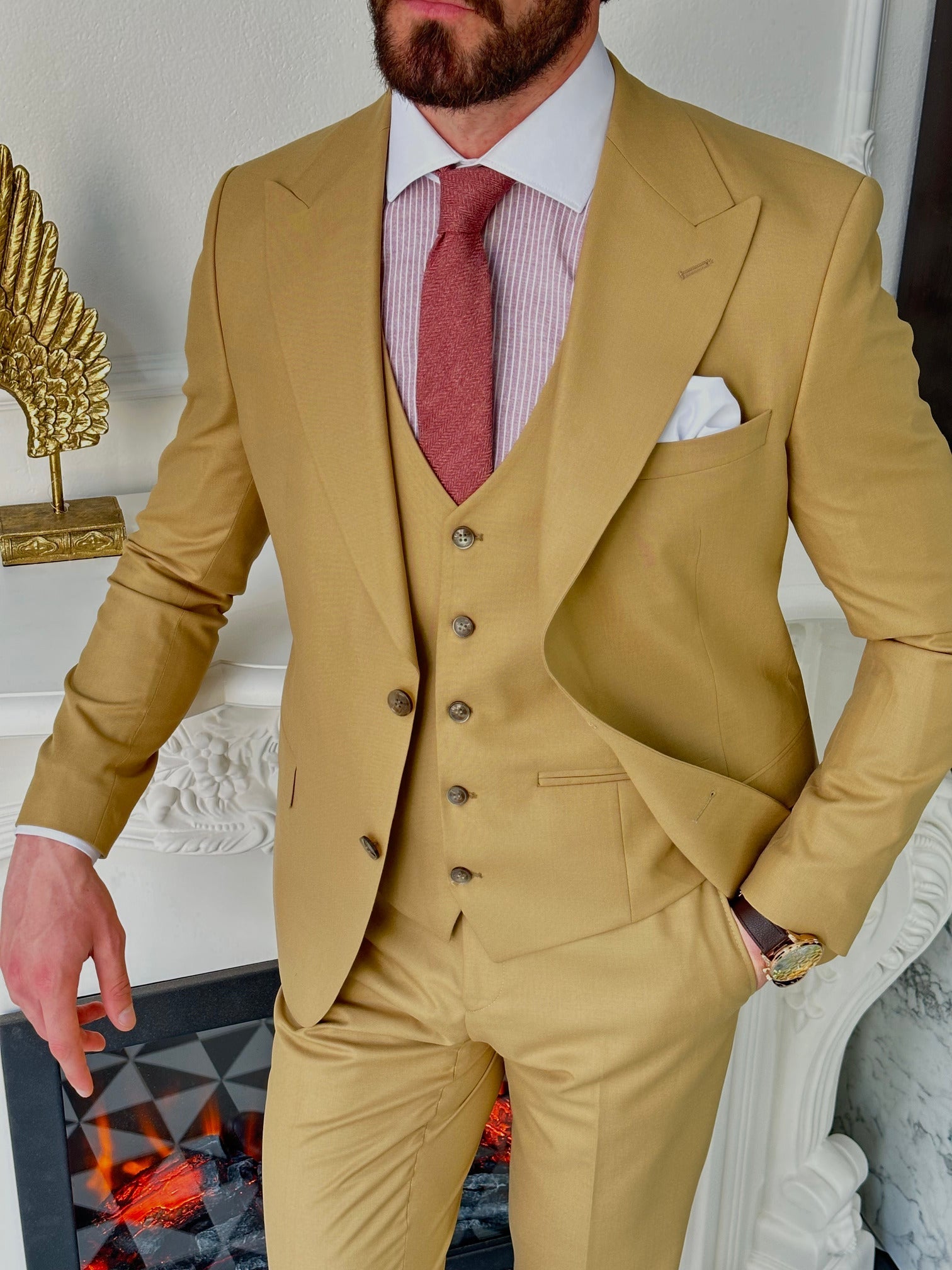 Camel Slim-Fit Suit 3-Piece VIOSSI