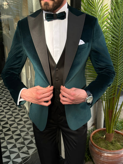 Emerald Velvet Slim-Fit Tuxedo 3-Piece - BRABION