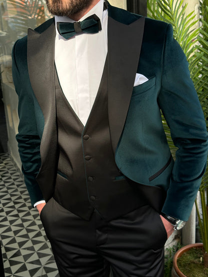 Emerald Velvet Slim-Fit Tuxedo 3-Piece - BRABION