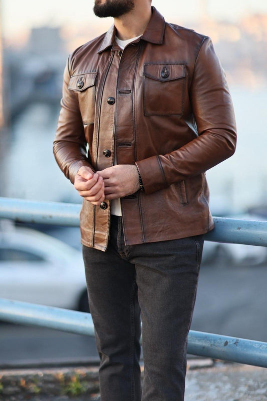 Men’s Brown Genuine Leather Jacket
