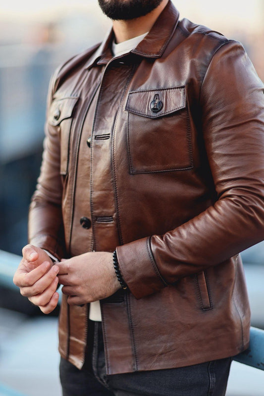 Men’s Brown Genuine Leather Jacket