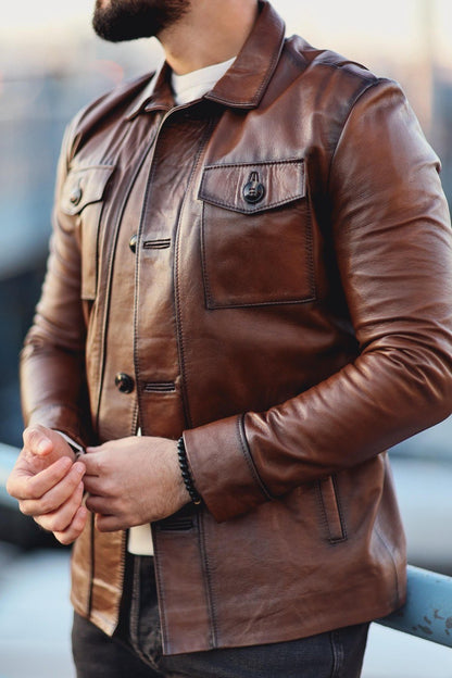Men’s Brown Genuine Leather Jacket