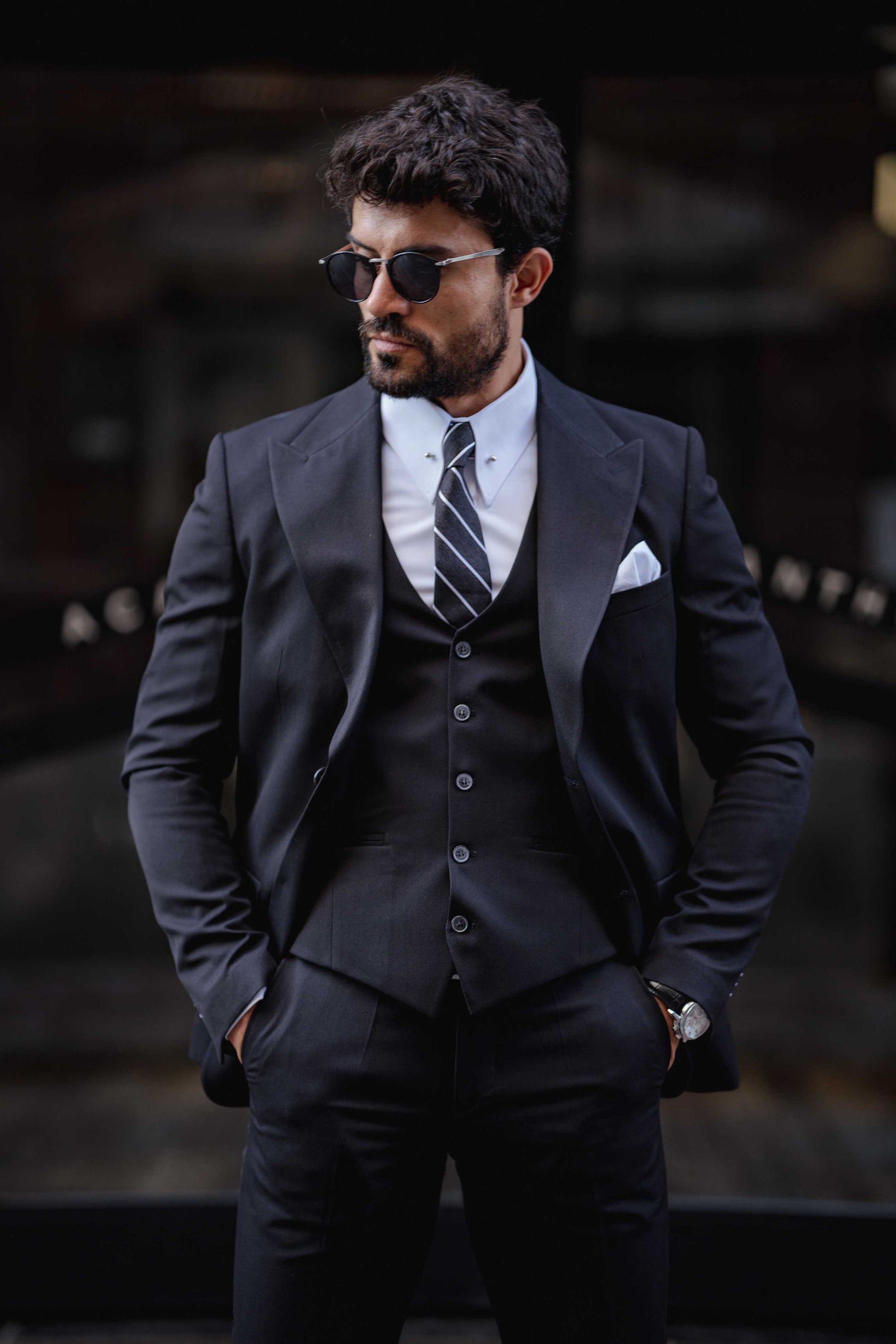 Black Slim-Fit Suit 3-Piece VIOSSI