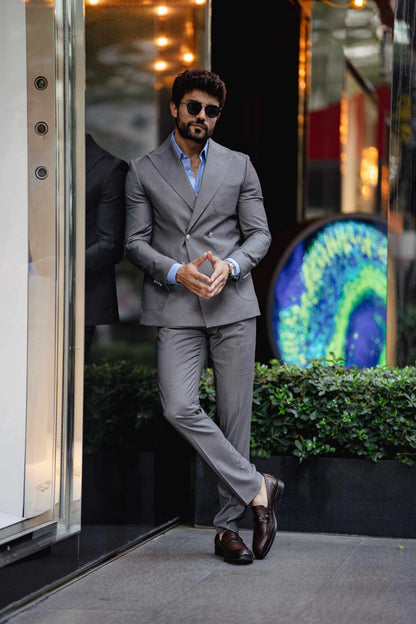Grey Double Breasted Suit 2-Piece VIOSSI