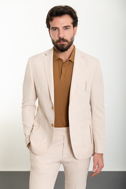 Brabion Marco Beige Slim Fit 2 Piece Suit