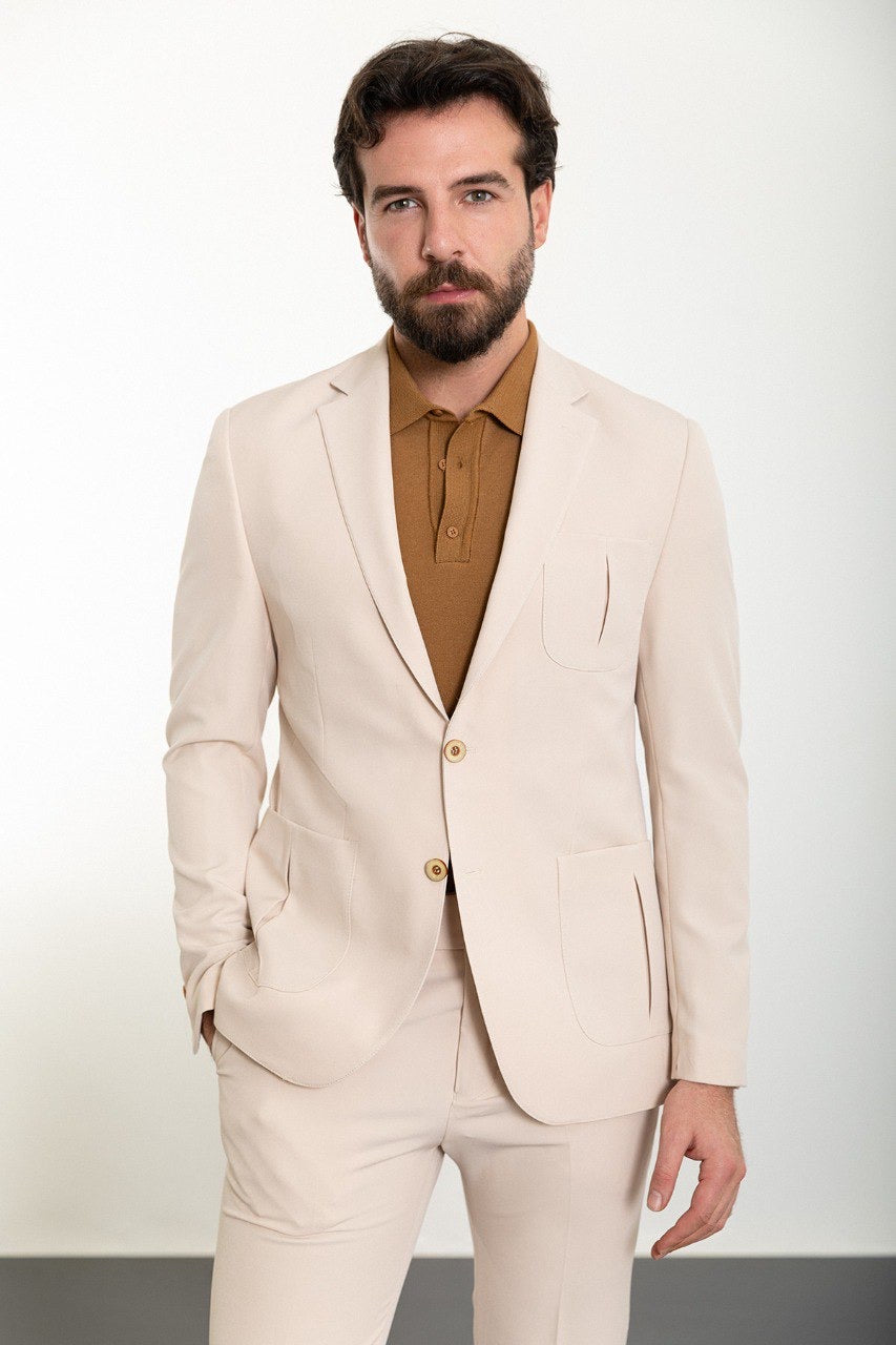 Brabion Marco Beige Slim Fit 2 Piece Suit