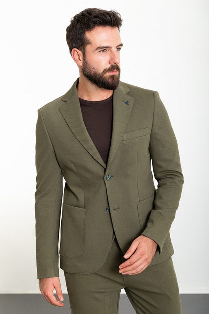 Brabion Rocco Khaki Slim Fit Notch Lapel 2 Piece Suit