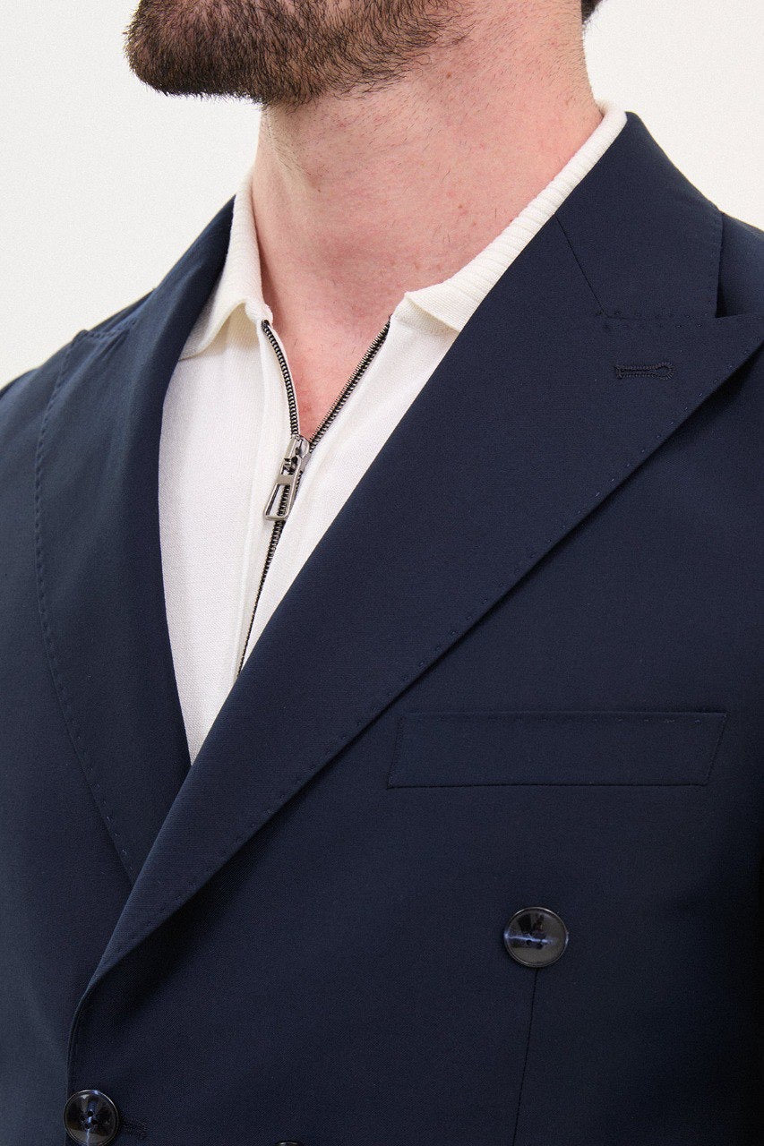 Brabion Elio Navy Blue Slim Fit Double Breasted Suit