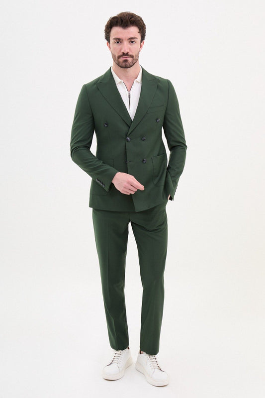 Brabion Elio Green Slim Fit Double Breasted Suit