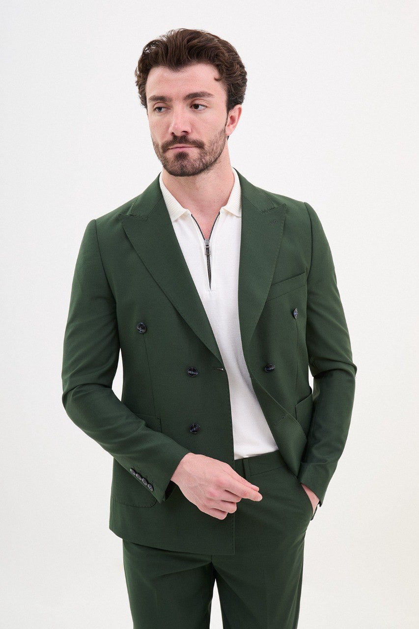 Brabion Elio Green Slim Fit Double Breasted Suit