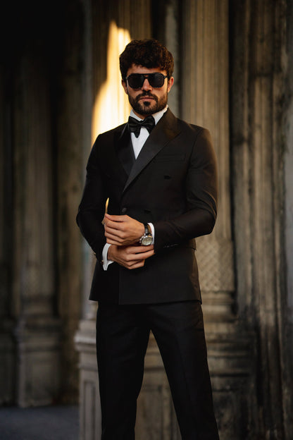 Black Double Breasted Tuxedo 2-Piece - BRABION