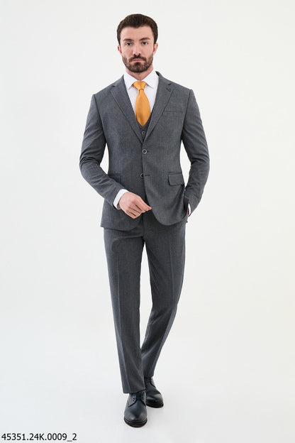 Brabion Diego Navy Blue 3 Piece Notch Lapel Wool Suit