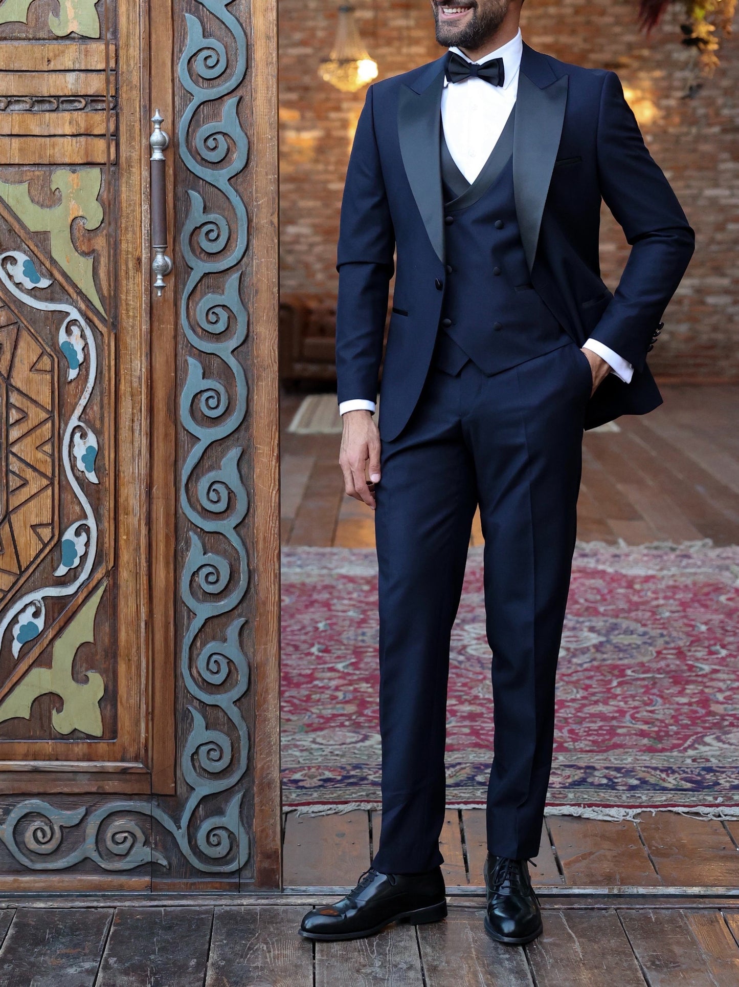 Navy Slim-Fit Tuxedo 3-Piece - BRABION