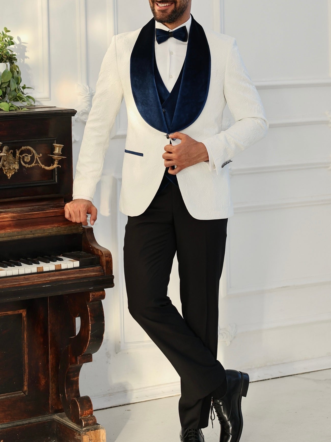White Slim-Fit Tuxedo 3-Piece - BRABION