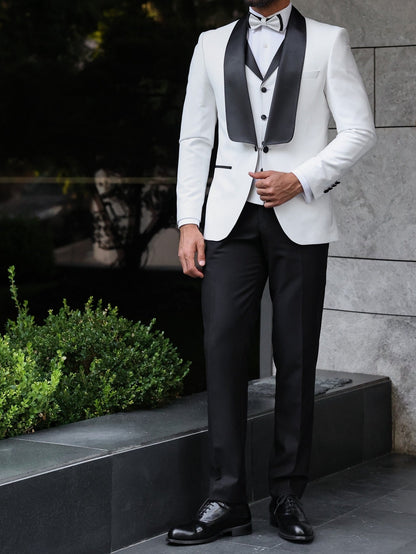 White Slim-Fit Tuxedo 3-Piece - BRABION