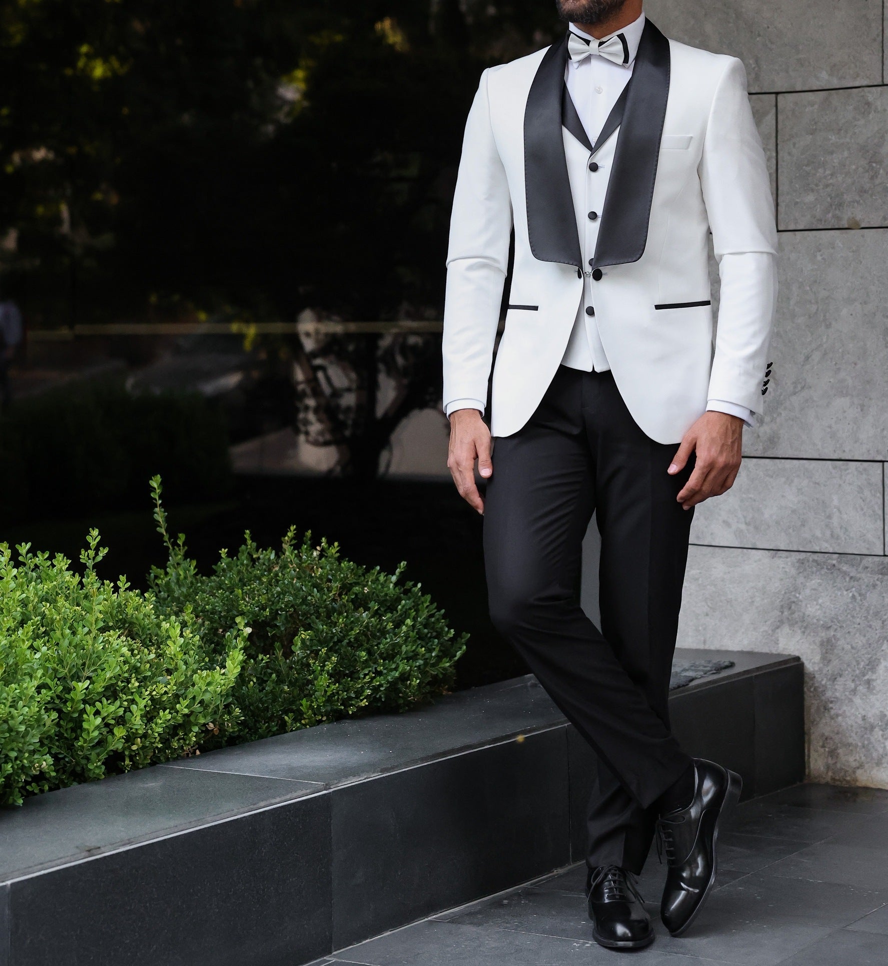 White Slim-Fit Tuxedo 3-Piece - BRABION