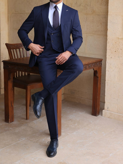 Navy Modern-Fit Suit 3-Piece VIOSSI