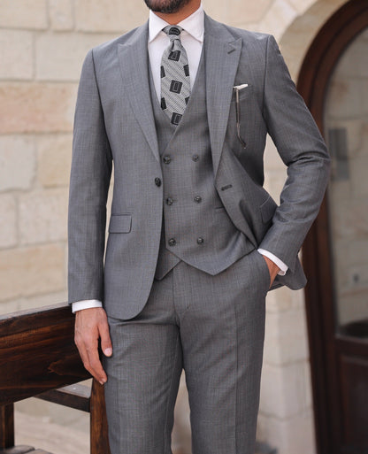 Grey Slim-Fit Suit 3-Piece VIOSSI