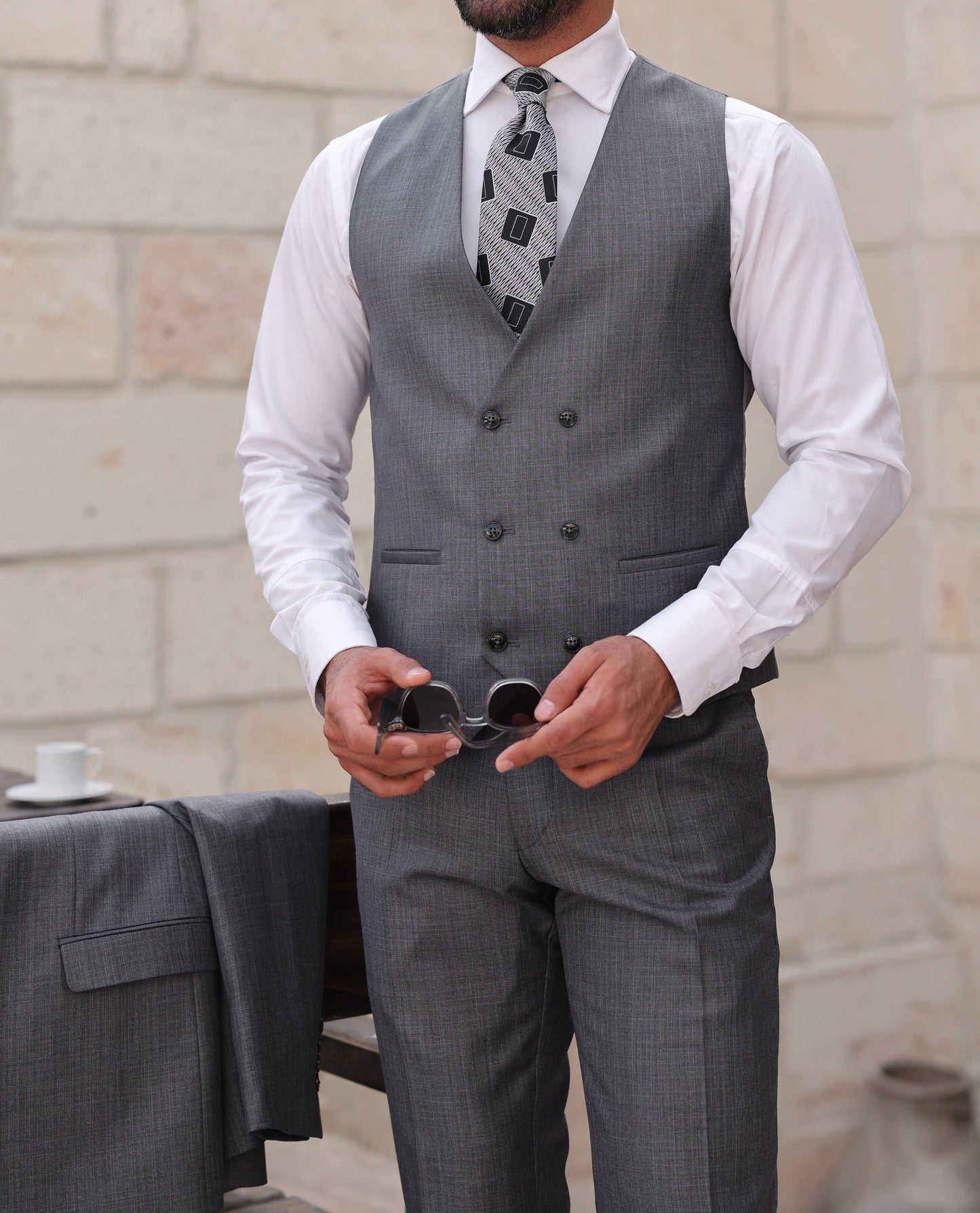 Grey Slim-Fit Suit 3-Piece VIOSSI