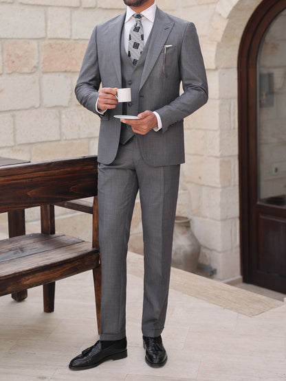 Grey Slim-Fit Suit 3-Piece VIOSSI
