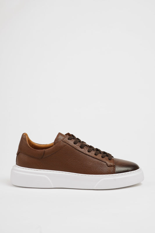 Maison Camel Leather Sneakers with Pool Sole