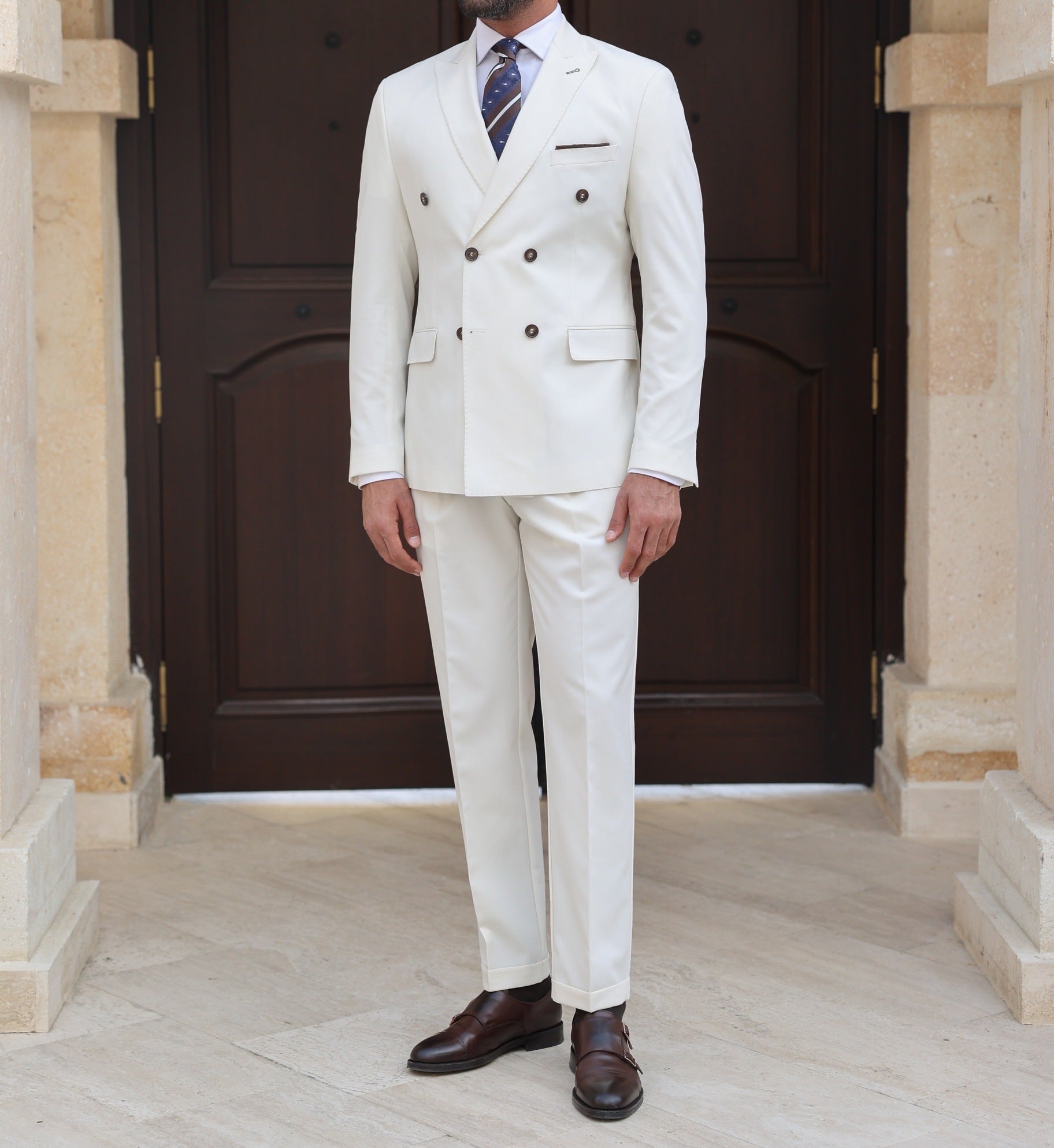 White Double Breasted Suit 2-Piece VIOSSI