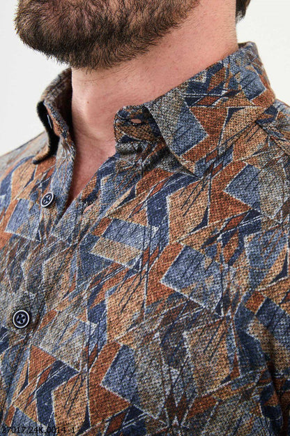 Brabion Nico Slim Fit Patterned Wool Shirt