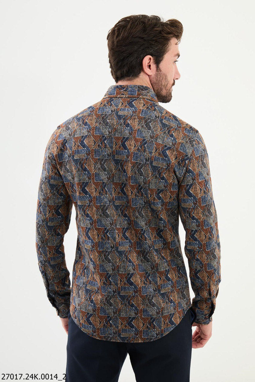 Brabion Nico Slim Fit Patterned Wool Shirt