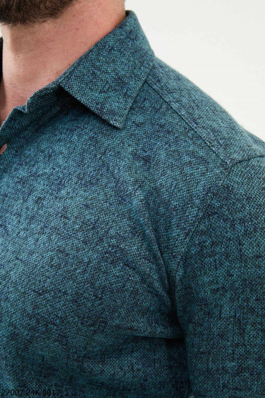 Brabion Nico Green Slim Fit Patterned Shirt